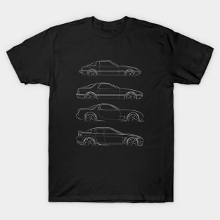 Evolution of the Mazda RX-7 RX-8 - profile stencil, white T-Shirt